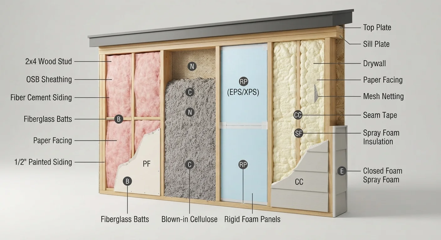 Insulation Types for American Homes: Batts, Blown-In, Spray Foam, and Rigid Board