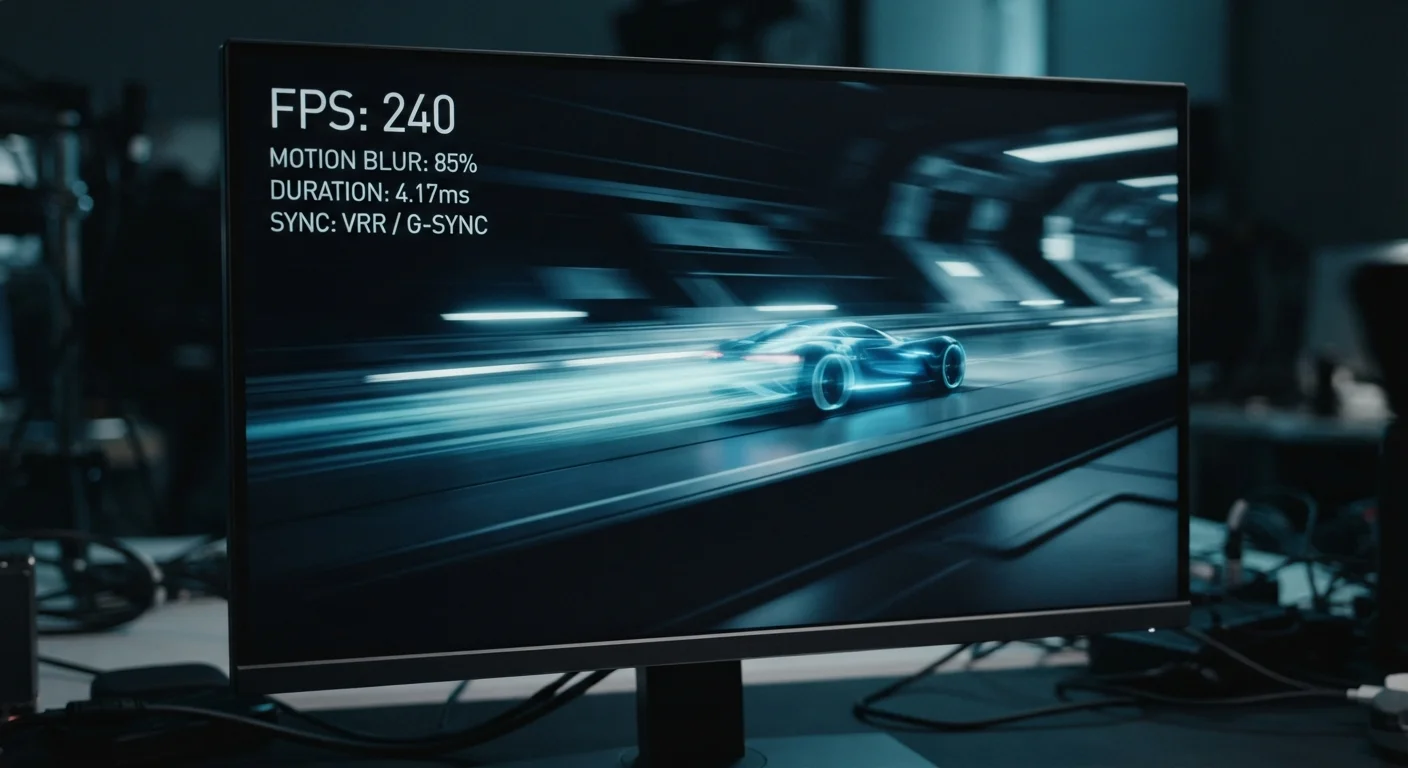 Close-up of a high-refresh-rate display screen showing smooth motion rendering